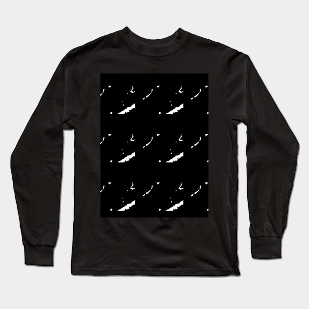 Small white elements on a black background, abstraction Long Sleeve T-Shirt by grafinya